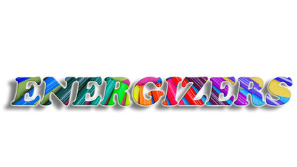 Energizers -- 3D color text, antidepressant concept. Creative design for your greeting card, flyers, invitations, posters, brochures, banners, white background.