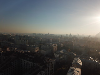 Copter sity view panorama Moscow