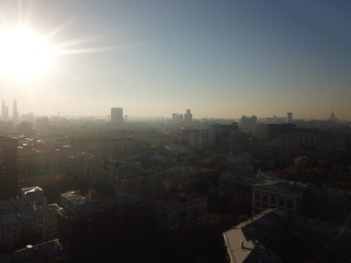 Copter sity view panorama Moscow