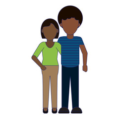 young couple cartoon blue lines faceless