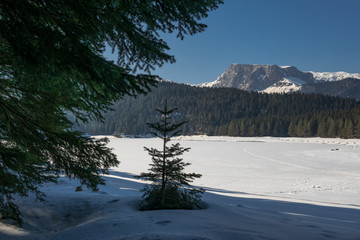 Winter landscape in Montenegro.
