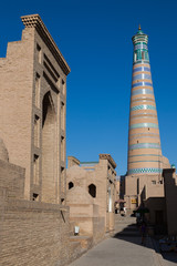 Fototapeta na wymiar Kalta Minor minaret in Khiva, Khorezm Region, Uzbekistan