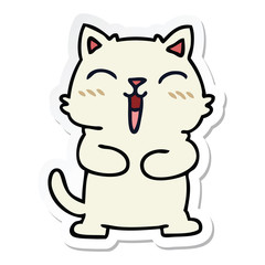 sticker of a quirky hand drawn cartoon cat