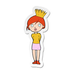 sticker of a cartoon person wearing crown
