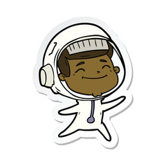 sticker of a happy cartoon astronaut