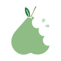 flat color retro cartoon green pear