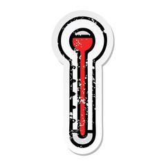 distressed sticker of a cute cartoon glass thermometer