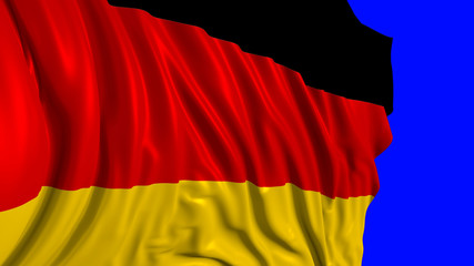 3d rendering of a german flag. The flag develops smoothly in the wind
