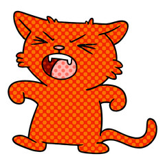 cartoon doodle of a screeching cat