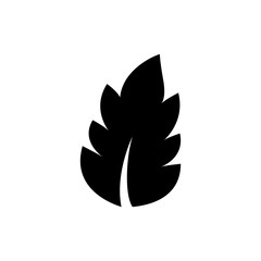 Flat monochrome leaf icon for web sites and apps. Minimal simple black and white leaf icon. Isolated vector black leaf icon on white background.