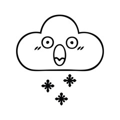 line drawing cartoon snow cloud