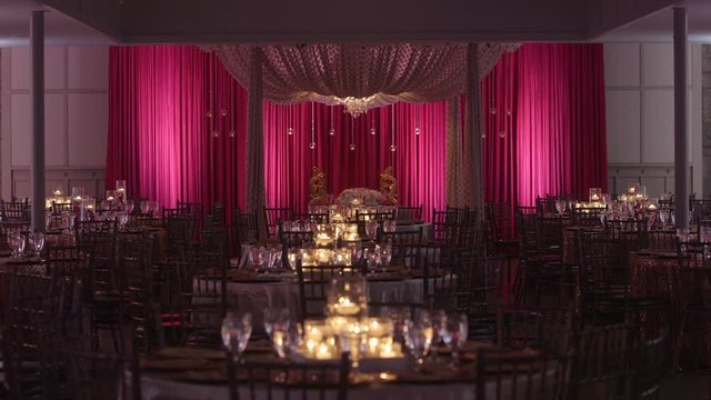 wide shot of venue decor at indian wedidng