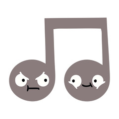 flat color retro cartoon musical note