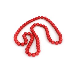 Red beads isolated on white background