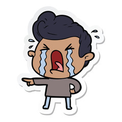 sticker of a cartoon crying man