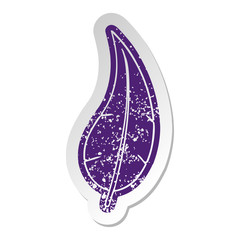 distressed old sticker of a green long leaf