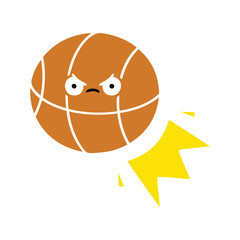 flat color retro cartoon basketball