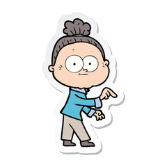 sticker of a cartoon happy old woman