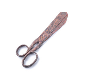 Vintage roofing scissors on white background isolate