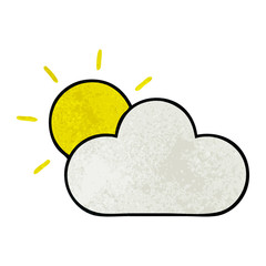 retro grunge texture cartoon sunshine and cloud