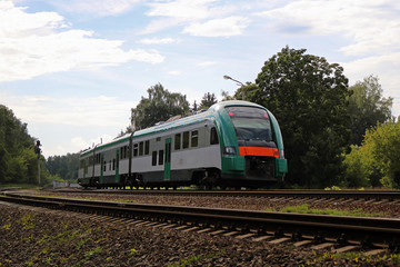 Naklejka premium high-speed train transports people