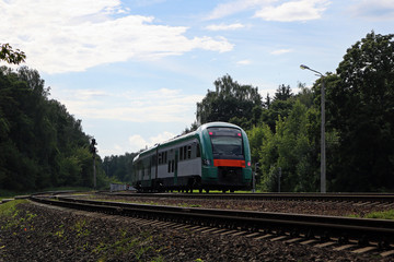 Naklejka premium high-speed train transports people