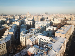 Fototapeta premium Panorama copter moscow sky