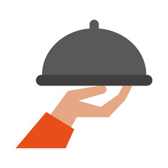 Fototapeta premium restaurant hand holding dish dome
