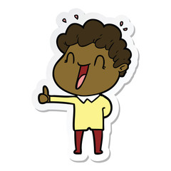 sticker of a cartoon happy man
