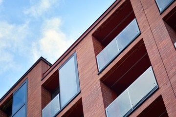 Modern condo building with huge windows