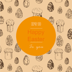 Vector background sketch pattern. Easter eggs. Easter card with eggs.