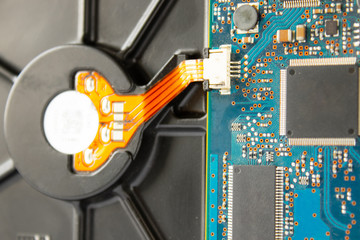 Motherboard close-up. Computer processor.