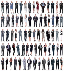 collage of young business people standing in a row.