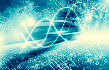 Best Internet Concept of global business.Technological background, symbols Wi-Fi, of the Internet, television, mobile and satellite communications