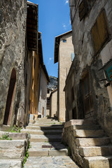 Fototapeta na wymiar Street in the Old Town of Briancon, the highest town in France (Provence ), popular ski resort