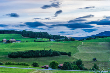 Obraz premium Alpe di Siusi, Seiser Alm with Sassolungo Langkofel Dolomite, a large green field with trees in the background