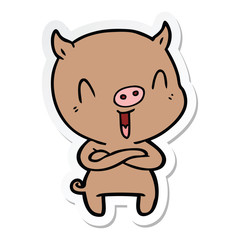 sticker of a happy cartoon pig