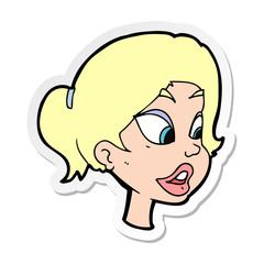 sticker of a cartoon friendly woman