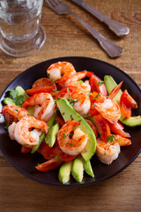 Shrimp, Avocado, Tomato and Cilantro Salad. vertical