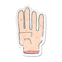 retro distressed sticker of a cartoon hand