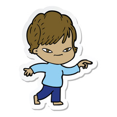 sticker of a cartoon happy woman