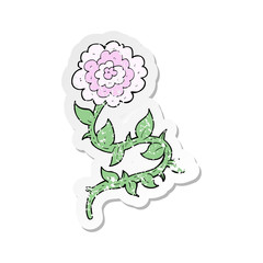 retro distressed sticker of a cartoon flower