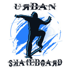 Urban skateboard man silhouette pattern.eps