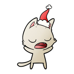 talking cat gradient cartoon of a wearing santa hat