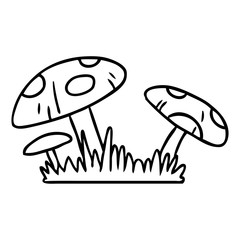 line drawing doodle of a toad stool