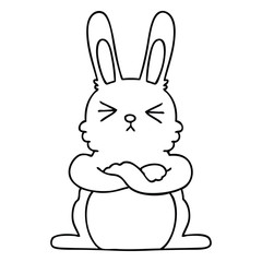 quirky line drawing cartoon rabbit
