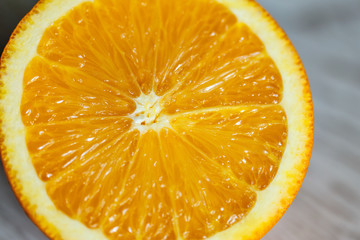 Orange in a cut close-up