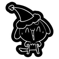 cute cartoon icon of a dog wearing santa hat
