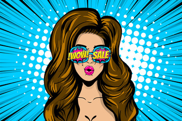 wow face woman pop art sale advertise
