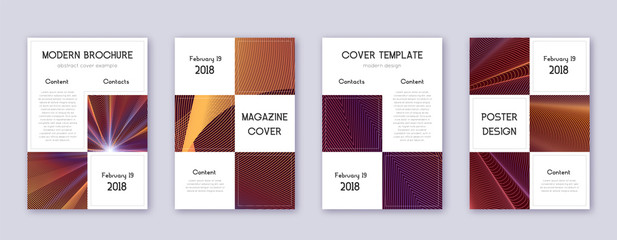 Fototapeta na wymiar Business brochure design template set. Orange abst